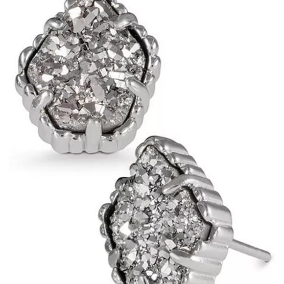 Kendra Scott platinum drusy stud Earrings - Picture 1 of 4